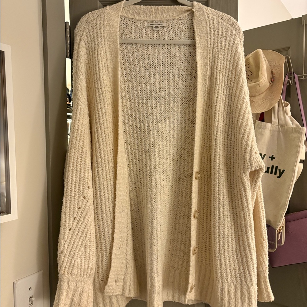 American Eagle Outfitters Cream Cardigan Sweater